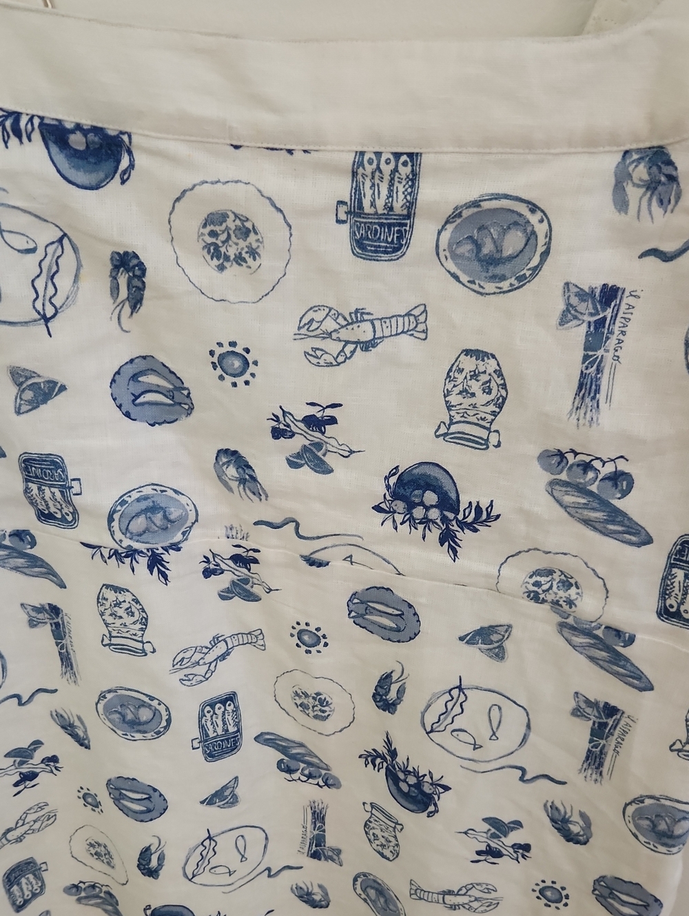 Abercrombie & Fitch Linen Lined Coastal Lobster Sea Mini Blue White Dress XLP - Picture 4 of 11